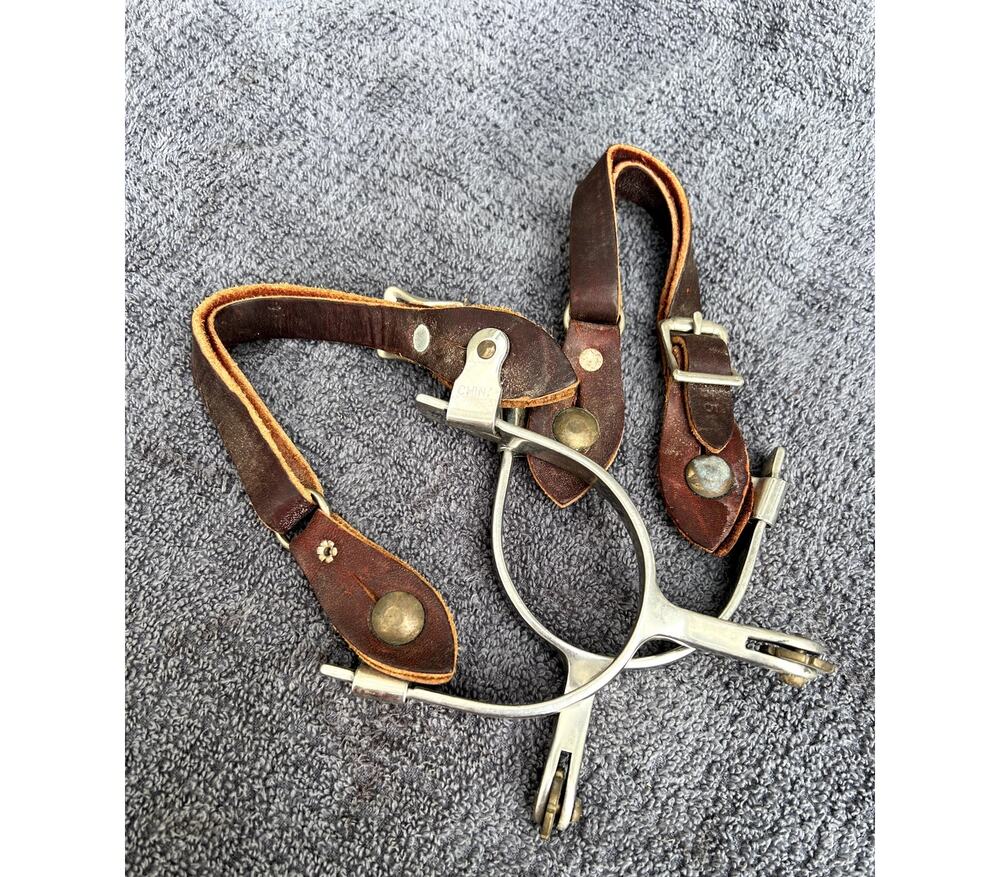 Vintage Pair of Western Cowboy Spurs with Leather straps